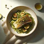 Baked Pollock with Pistachio Crust and Zucchini Noodles: A Healthy Mediterranean Dinner