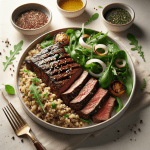 Balsamic and Herb Marinated Grilled Flank Steak with Quinoa and Arugula Salad Recipe