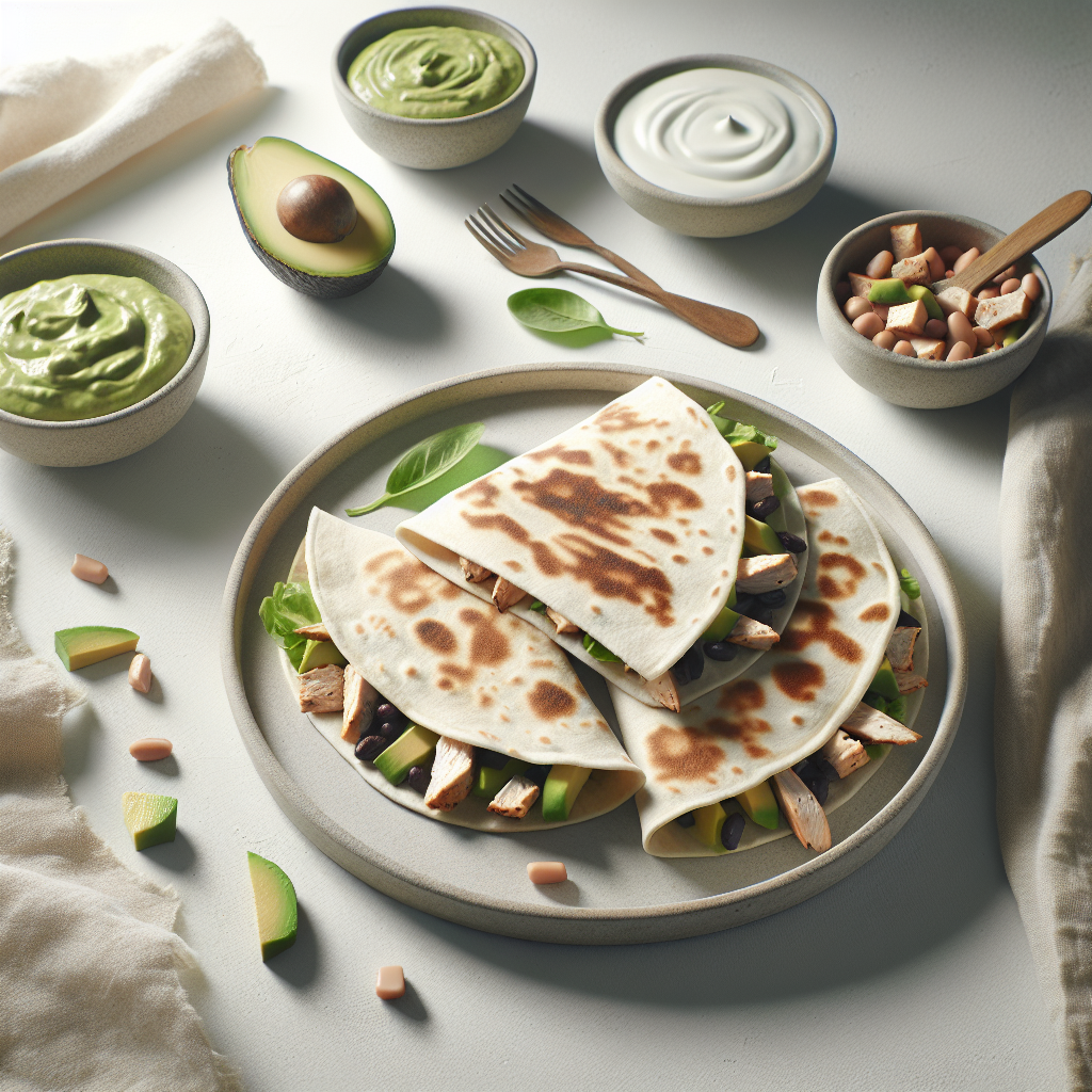 Chicken and Black Bean Quesadillas with Avocado Yogurt Sauce: A Healthy and Protein-Packed Meal