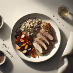 Herb-Crusted Pork Tenderloin with Wild Rice and Caramelized Root Vegetables