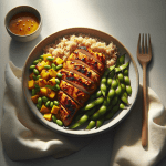 Mango Chili Grilled Chicken with Brown Rice and Edamame Salad Recipe