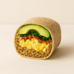 Healthy Breakfast Burrito with Egg, Quinoa, and Avocado