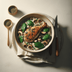 Herb-Crusted Baked Chicken with Wild Mushroom and Spinach Risotto: A Healthy Dinner Delight